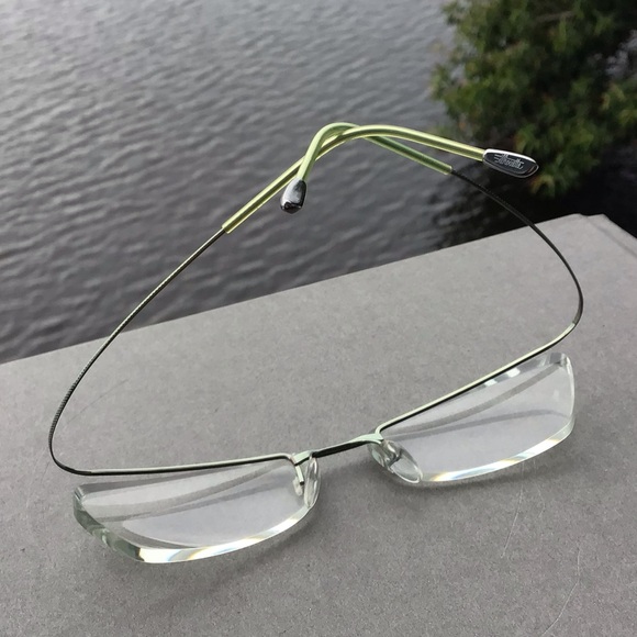 Silhouette Titan Rimless Eyeglasses Made in Austria Neon Green Minimal Art